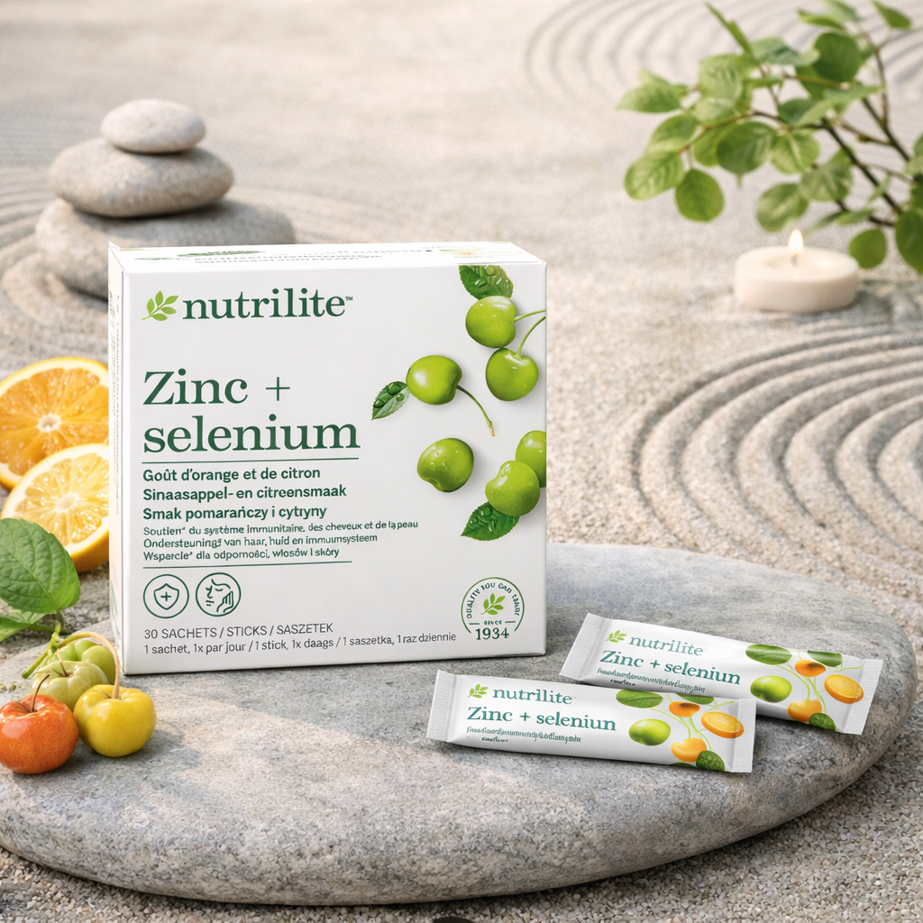 Zinc + Sélénium Nutrilite™ associe deux minéraux essentiels en sachets pratiques, contribuant au fonctionnement normal du système immunitaire.