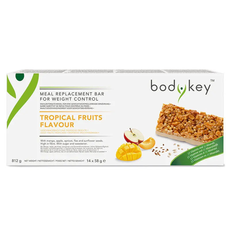 🍫Barre Substitut de Repas Goût Chocolat Noir - Fruits Tropicaux bodykey by NUTRILITE™